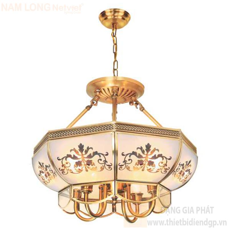 Đèn thả đồng cao cấp Ø400*H400+500, E14*4 lamp